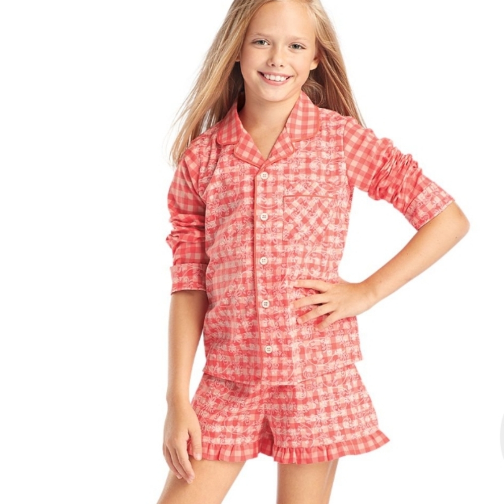 American Girl Tenny Grant's Gingham Pajamas w/ Moccasin Slippers - Girl's XL - Picture 2 of 12